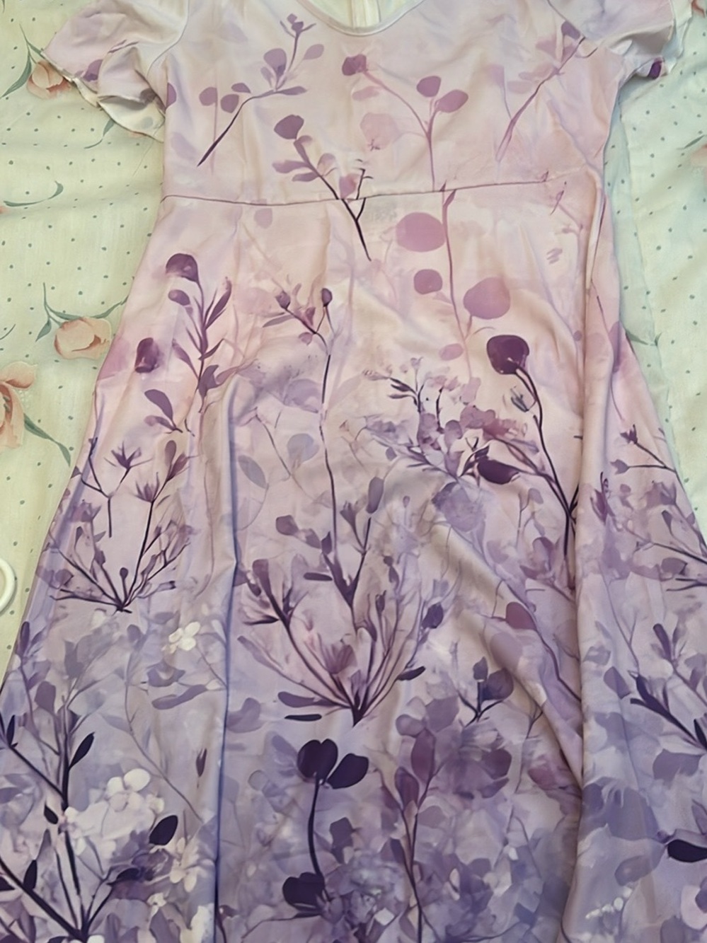Lavender Floral Fit-and-Flare Dress